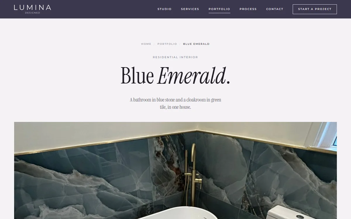 Lumina Designed: A project page. Gallery, then the writing, then three related projects.