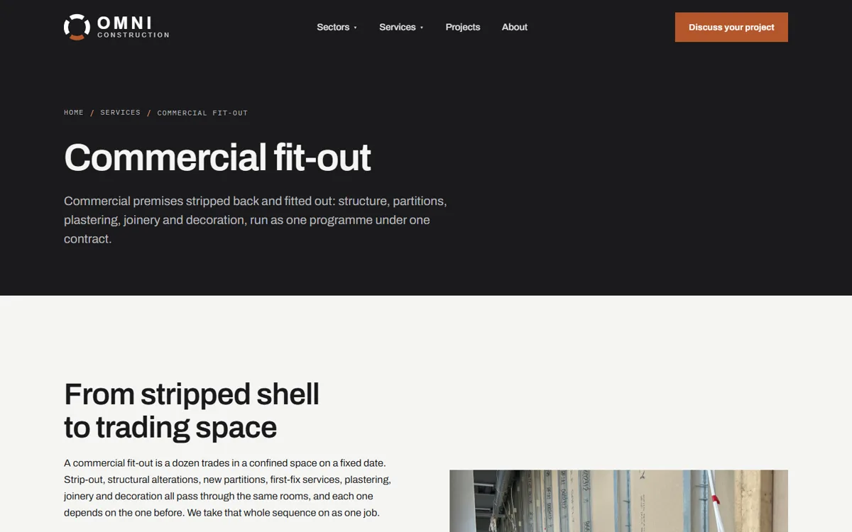 Omni Construction Group: A national service page: commercial fit-out, written for UK-wide searches.