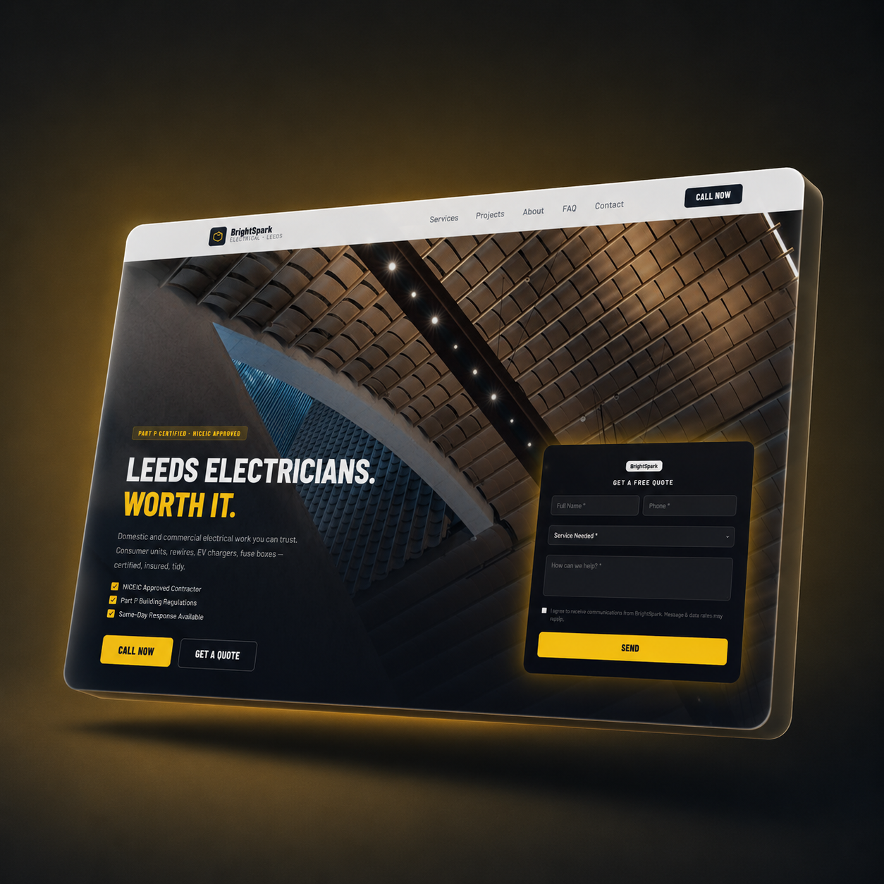 BrightSpark Electrical website — built by SiteFlash