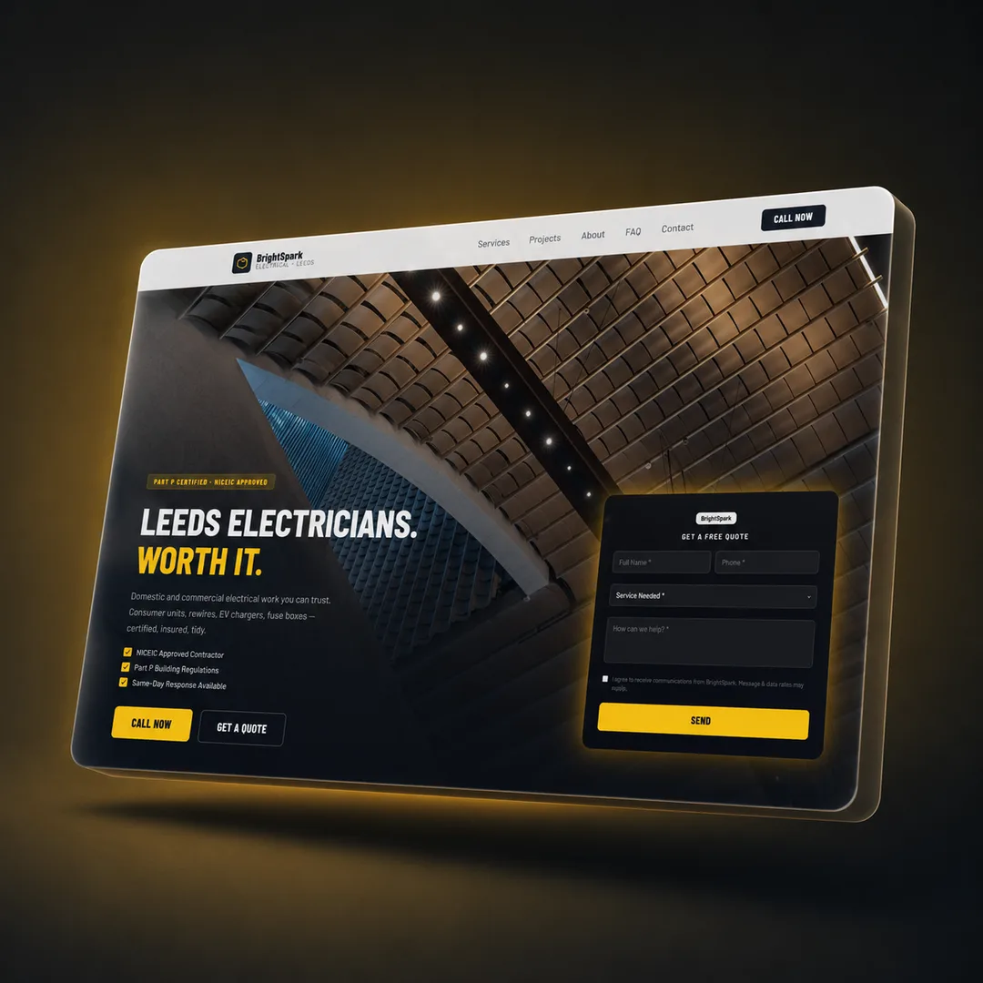 BrightSpark Electrical concept website for electricians