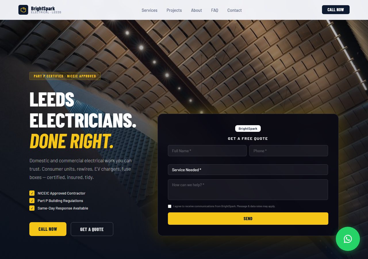 BrightSpark Electrical website — built by SiteFlash
