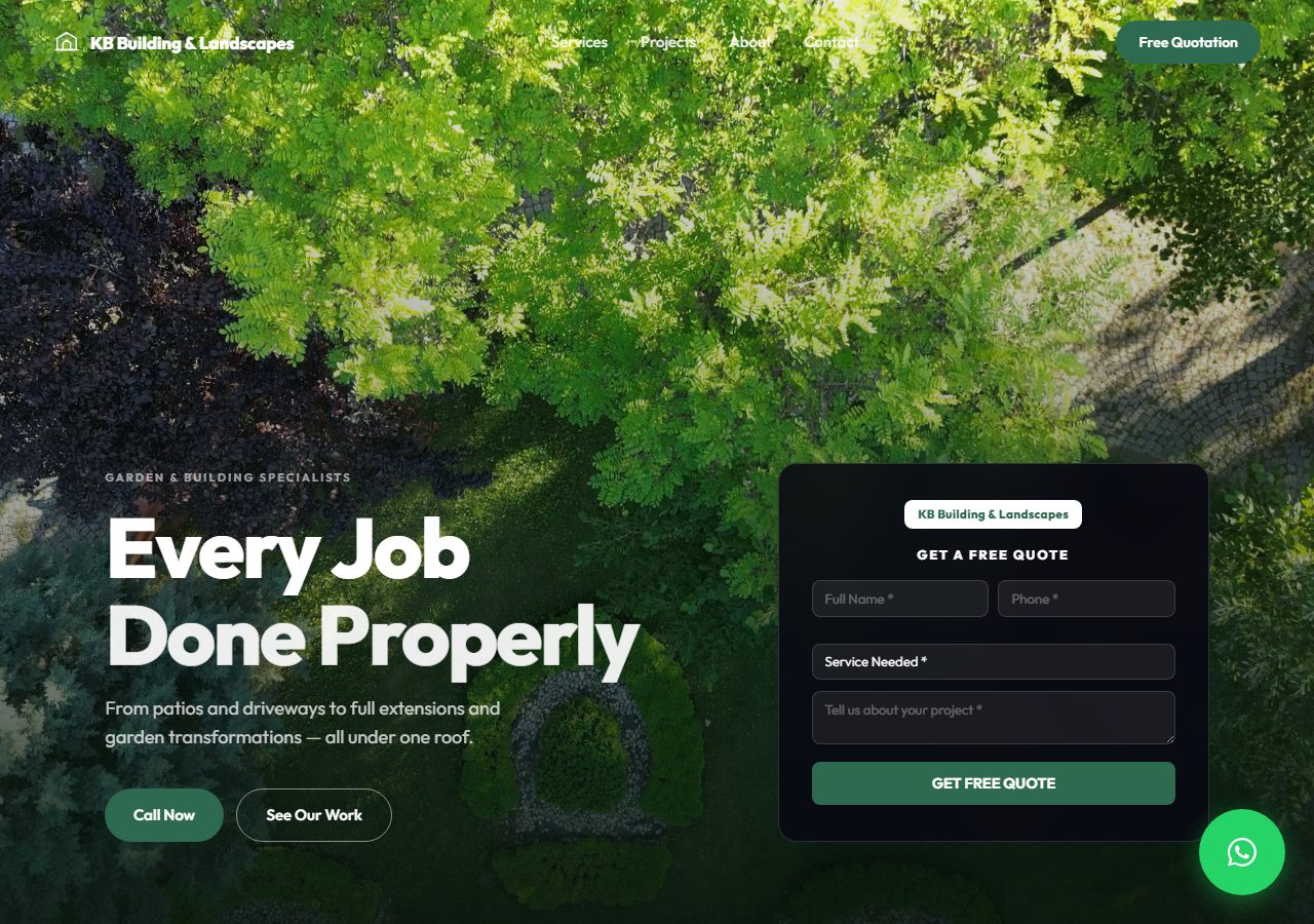 KB Building & Landscapes website — built by SiteFlash