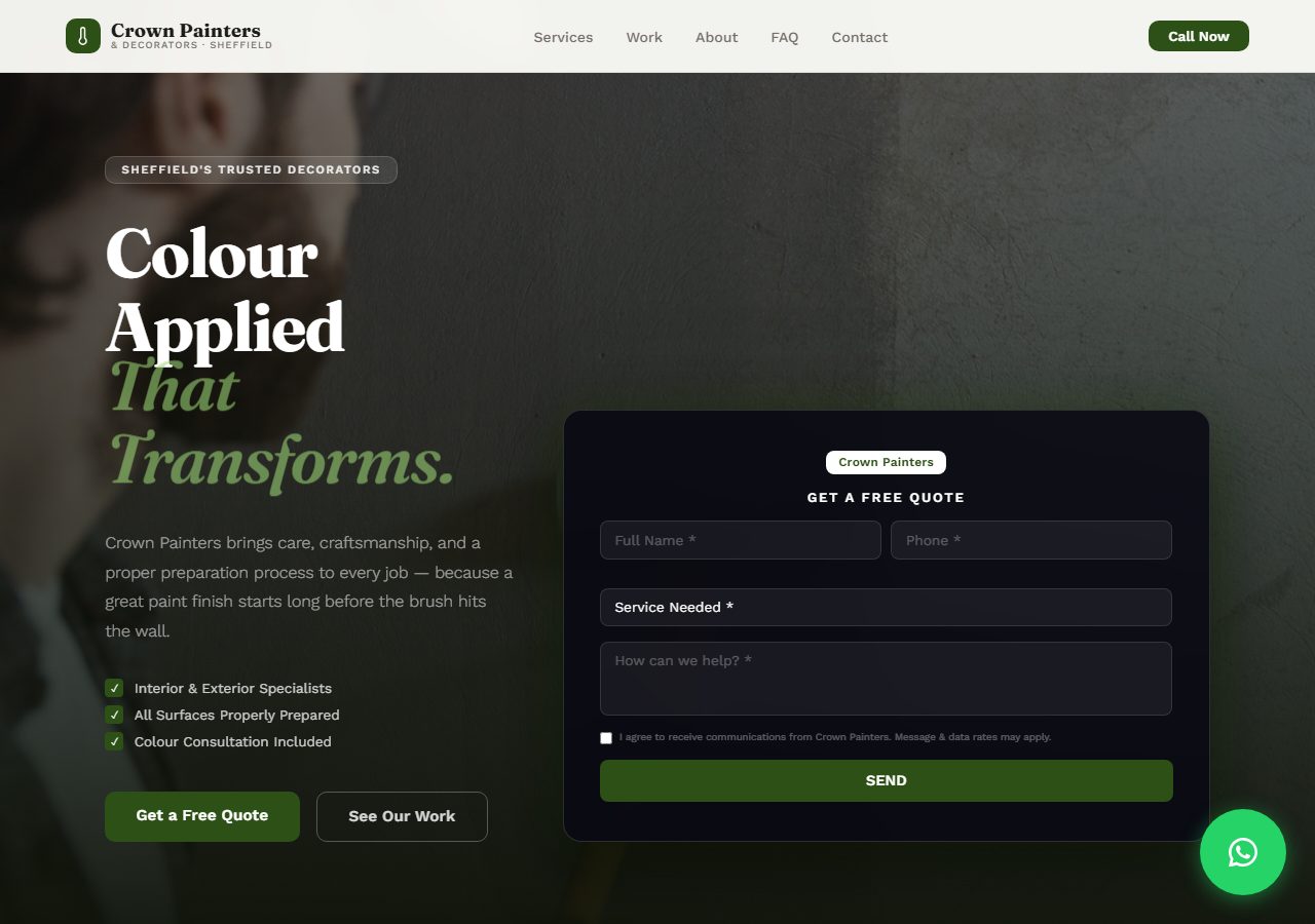 Crown Painters & Decorators website — built by SiteFlash