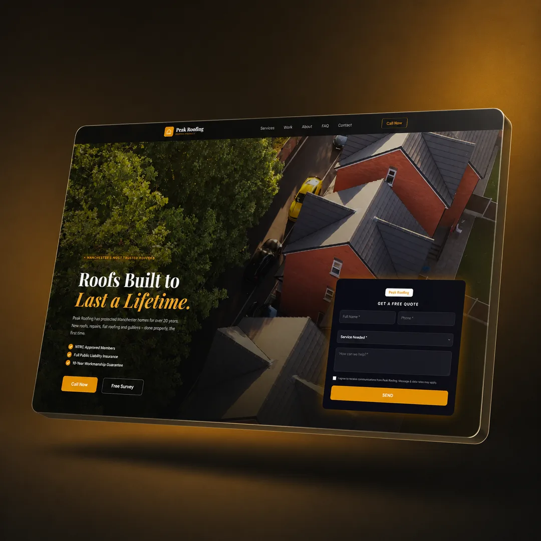 Peak Roofing concept website for roofers