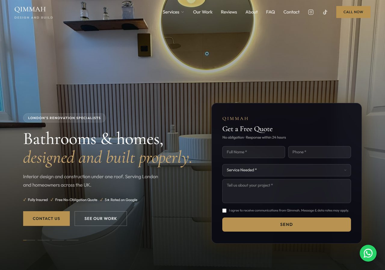 Qimmah Build website homepage — built by SiteFlash
