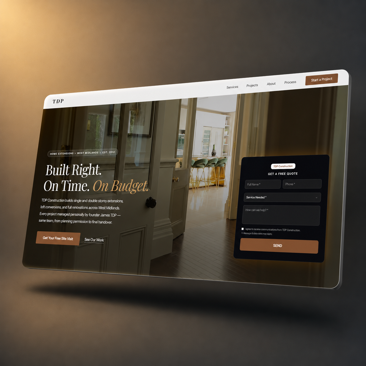 TDP Construction website — built by SiteFlash