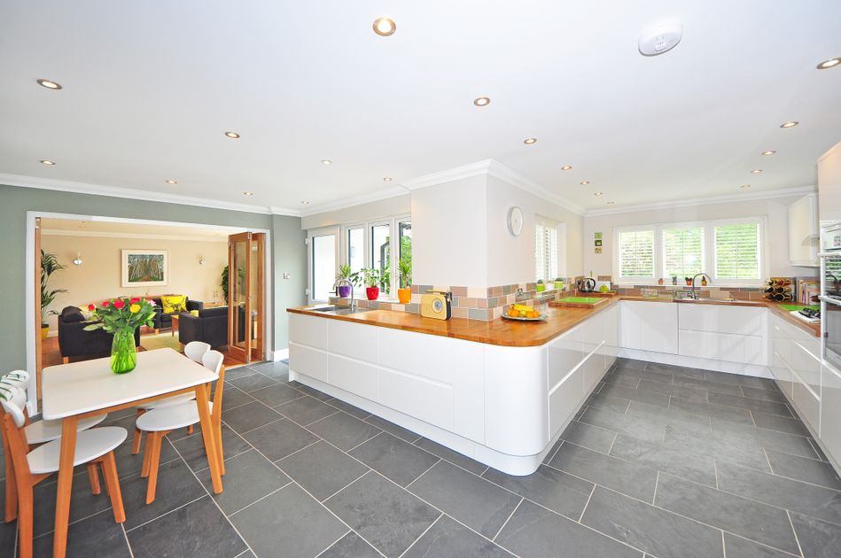 Spacious modern kitchen extension interior in Woking